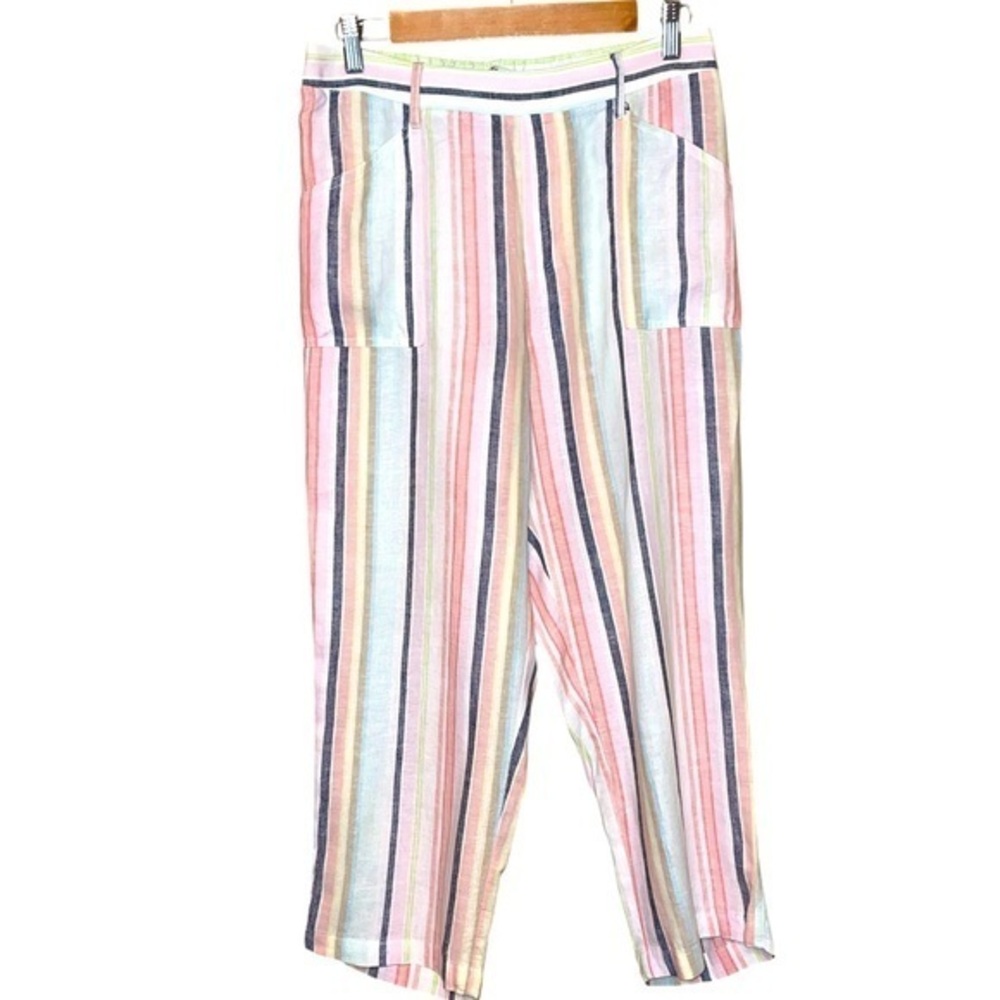 NA XXXX ???? Linen Blend Porcelain Rose & Multicolor Striped Pants